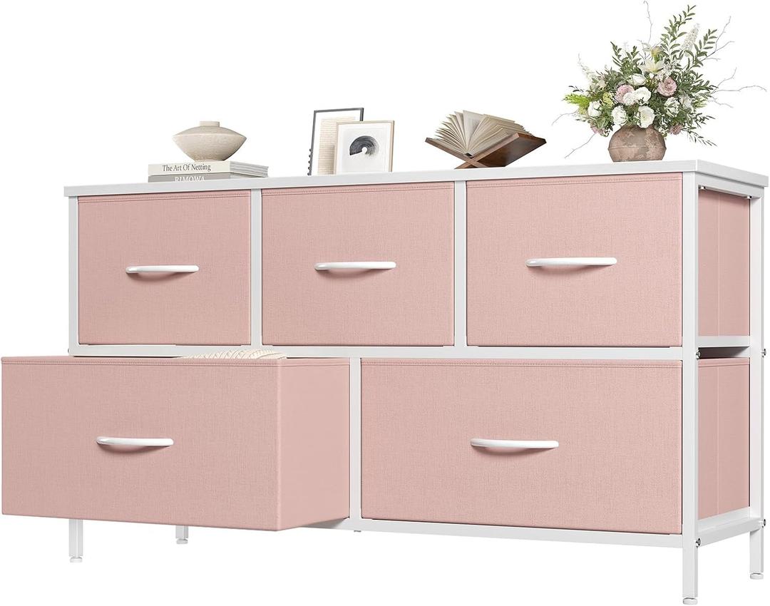OLIXIS Fabric Dresser for Bedroom, Wide Chest of Drawer for Clothes Storage, 11.8"D x 39.4"W x 20.9"H