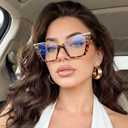 FEISEDY Fashion Cat Eye Blue Light Blocking Glasses for Women Fake Retro Eyeglasses Oversized Stylish Eyewear Frame B0240