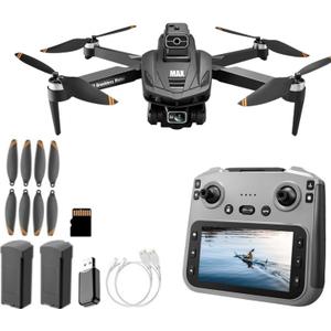 GPS Drone with 4K Camera, 4.5" LCD Display - 3280ft HD Image Transmission, 50x Zoom, Auto return, Follow Me, Go Home, Gesture Control, One Key Takeoff/Landing, Altitude Hold,led Light Professional Quadcopter for Aerial Photography Control and Video Recording, Beginner-Friendly FPV RC Quadcopter