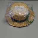 Boater Hats for Men Women Straw Skimmer Hat Wide Brim Halloween Christmas Costume (Blue Band)