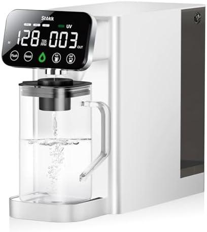Stokk T1 Lite UV Reverse Osmosis Water Filter Countertop, Reverse Osmosis System with Carafe Alkaline Boost, 6-Stage RO Water Filtration System, NSF/ANSI 58&372, Reduce TDS PFAS Water Purifier (White)