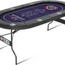 RAYKEEP 71 Inch Poker Table Foldable, 8 Player Folding Poker Tables w/Collapsible Legs, Casino Grade Felt, Padded Rails and Cup Holders, Portable Poker Table for Texas Holdem Poker and Blackjack