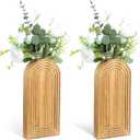 2 Pack Wood Wall Planter Vase,Wall Vases for Flowers Boho Walls Decor Wooden Vases Mounted Wooden Planters Holder Walls Plant for Living Room, Bedroom, Bathroom-11.75X5.45 Inches