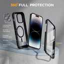 Miracase Magnetic for iPhone 14 Pro Case 6.1 inch, (Compatible with MagSafe) Upgrade Full-Body Clear Phone Bumper Case with Built-in 9H Tempered Glass Screen Protector, Black