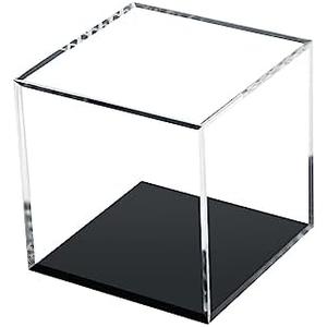 Kcgani Clear Acrylic Boxes for Collectibles Display, Removable Countertop Storage Box Cube Organizer Stand Riser, Dustproof Protection Showcase for Crystals Minerals Slab Fossil Coral, 3x3x3Inch