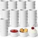 Giantree 48 Pack Mini Ramekins 2 oz, White Ceramic Creme Brulee Ramekins Custard Cups Small Dipping Dipping Sauce Bowls for Kitchen Serving Sauce Condiments, Dishwasher Oven Safe
