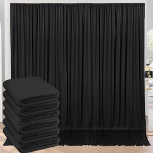 30ft x 10ft Wrinkle Free Black Backdrop Curtain for Parties, Set of 6 Panels 5X10ft Polyester Black Photo Backdrop Drapes Back Drop Cloth for Birthday Wedding Party Photography Background