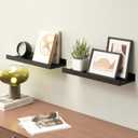 Boswillon Floating Shelves Wall Mounted Set of 2, Modern Black Wall Shelves for Storage with Lip, Display Picture Ledge Shelf for Wall Decor Bedroom Living Room Bathroom Kitchen