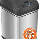 iTouchless 8 Gallon ChildGuard Sensor Trash Can with AbsorbX Odor Filter, 30 Liter Automatic Kitchen Garbage Bin Prevents Children Opening Lid, Battery or AC Adapter (Not Included), Stainless Steel
