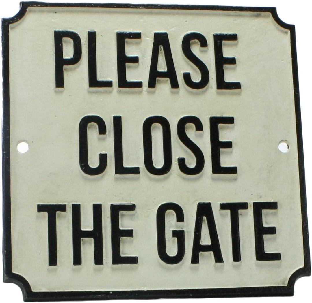 Homart Cast Iron Please Close The Gate Sign