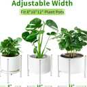 Aripark Plant Stand Indoor Adjustable, Metal Modern Plant Stands, Heavy Duty Stable Plant Pot Small Flower Holder Indoor Outdoor Corner, Fit 8 9 10 11 12 inch Pots, White (Pot & Plant Not Included)