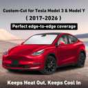 EcoNour Windshield Sun Shade Compatible for Tesla Model 3 & Model Y 20172026 | Custom Fit EV Front Window Sunshade | Foldable Heat & UV Reflective Sun Visor