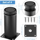 5 Inch Metal Furniture Legs Stainless Steel Adjustable Legs Black Metal Legs Round Cabinet Legs for Coffee Table Cabinet Desk Sofa Shelves, Pack of 4