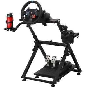 CXRCY Racing Wheel Stand with Cup Holder Height Adjustable & Foldable Steering Wheel Stand Compatible with Logitech G920 G29 G27 G25 Gaming Cockpit (Wheel and Pedals Not Included)