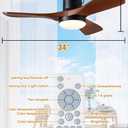 34-Inch Wet-Rated Outdoor Ceiling Fan with Light, Walnut Wood Blades