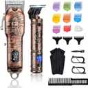 Suttik Hair Clippers and Trimmers Set for Men, Professional Cordless Barber Clippers for Hair Cutting, Beard Trimmer Hair Cutting Kit with T-Blade Close Cutting Trimmer (Rose Gold)