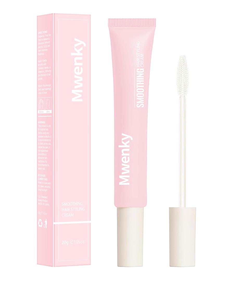 Styling Cream for Hair, 3-in-1 Hair Styling Cream & Flyaway Stick Controls Frizz, Smooths Edges & Tames Flyaways, Lightweight Non-Greasy, Long-Lasting Hold, Non-Flaking Travel Size (White)