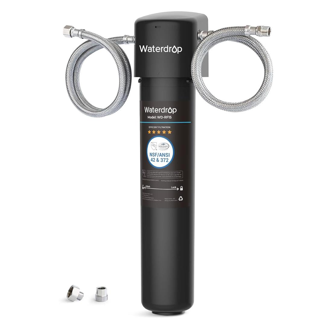 Waterdrop 15UA Under Sink Water Filter System, Reduces Lead, Chlorine, Bad Taste & Odor, Under Counter Water Filter Direct Connect to Kitchen Faucet, NSF/ANSI 42 Certified, 16000 Gallons, USA Tech (Black-basic)
