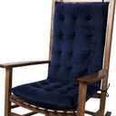 Rocking Chair Cushions Indoor Velvet Chair Pads High Back and Seat Cushion 2 Piece Set Navy