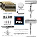 CKAuto Universal Tire Repair Kit, Heavy Duty Car Emergency Tool Kit for Flat Tire Puncture Repair, 36 Pcs Value Pack, Tire Plug Kit fit for Autos, Cars, Motorcycles, Trucks, RVs, etc.