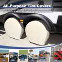 Explore Land Tire Covers 4 Pack - Tough Wheel Protector for Truck, SUV, Trailer, Camper, RV Universal Fits Tire Diameters 32-34.75 inches, White