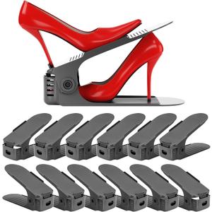 Neprock Shoe Slots Organizer, Shoe Rack Space Saver Organizador De Zapatos (12 Pack) Grey