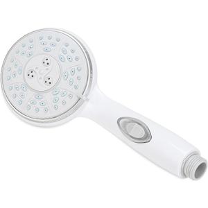 Camco RV Shower Head - Features Convenient On/Off Switch & 5 Different Spray Patterns - Designed to Conserve Potable Water - Simple to Clean w/Rubber Spray Tips - White (43711)