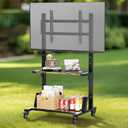 HYPIGO Outdoor TV Stand with Large Storage, Mobile TV Cart for Most 32-75 Inch TVs, Max VESA 600x400mm, Supports 150 lbs, Height Adjustable Portable TV Stand for Home, Office, Outdoor(Rustic Brown)