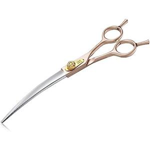 JASON Professional Dog Grooming Scissors - 7 Inch Curved Shear Japanese 440C Stainless Steel Dog Scissors with Diamond Screw, Rosegold, Sharp