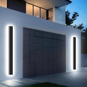 Upgraded 31inch 2pcs Modern Outdoor Wall Light,4.33 Inch Wide Dimmable Linear Outdoor Wall Sconce Waterproof Ip65,Black LED Long Outdoor Lights for Garage Front Door Exterior Wall Lights