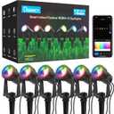 Smart Outdoor Spot Lights 6 Pack  Plug-in 12V DC Powered, 54 Feet RGBW Color Changing Landscape Lighting, IP65 Waterproof, App/Voice/Control Box, for Garden Yard Decor