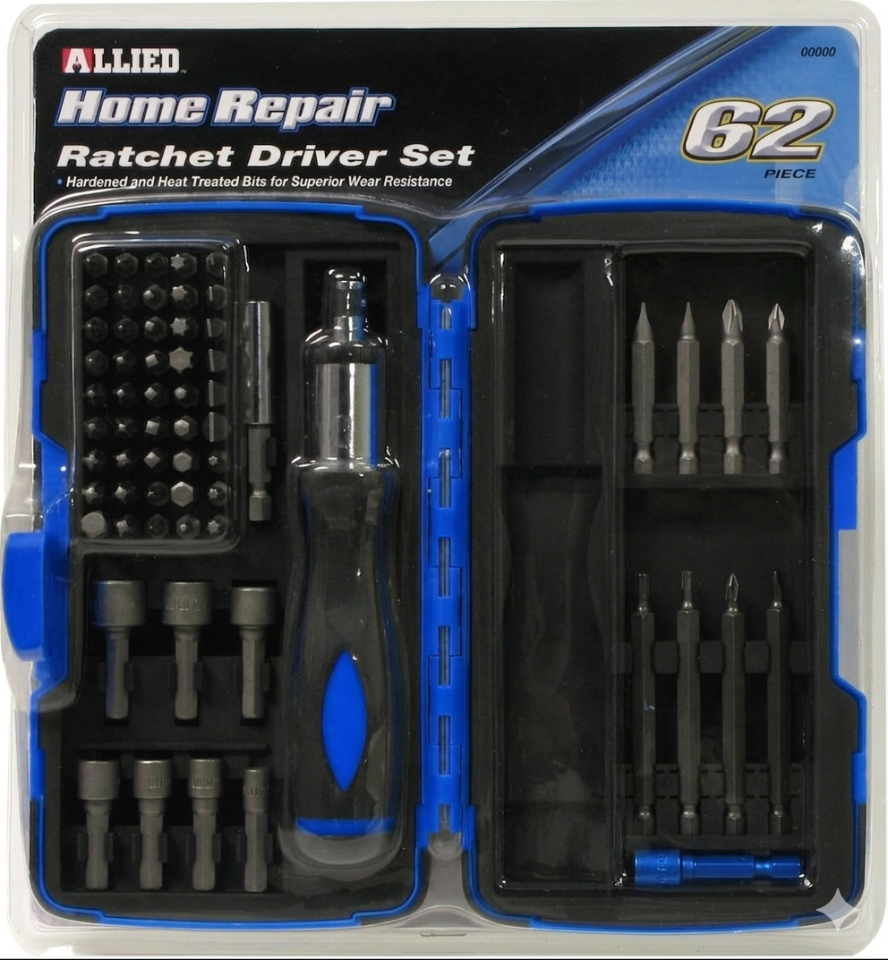 Allied Tools 66527 Home Repair 62 piece Ratcheting Driver Set