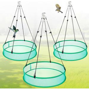 3 Pcs Bird Seed Catcher Tray for Outdoor Feeders 20" Diameter x 4" High Hanging Bird Feeder Trays to Catch Seed Catcher Spill Guard Platform Outdoor Garden Accessories(Green)