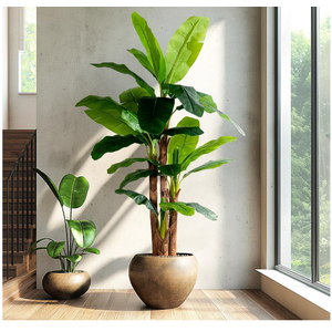Erimda 8.2FT Artificial Banana Tree, Lifelike Fake Banana Leaf Tropical Silk Tree, Easy Assembly Faux Floor Plant with Sturdy Trunk, Maintenance Free for Indoor Home Patio Pool Outdoor Tropical Decor