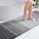 OLANLY Bathroom Rug Mat 70x24, Extra Soft and Absorbent Microfiber Bath Rugs, Non-Slip Plush Shaggy Bath Carpet Runner, Machine Wash Dry, Bath Mats for Bathroom Floor, Tub and Shower, Grey