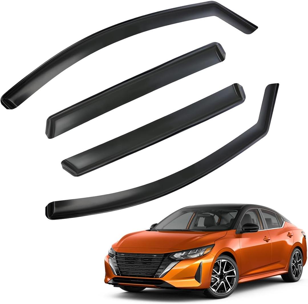 in-Channel Rain Guards Compatible with 2020-2025 Nissan Sentra Smoke Tinted Window Deflectors Visors 4-Piece Set 2021 2022 2023 2024