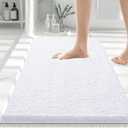 Smiry Luxury Chenille Bathroom Rugs 30x20, Extra Soft and Absorbent Shaggy Bath Mat, Machine Washable, Non-Slip Plush Carpet Runner for Tub, Shower, and Floor, Home Decor Accessories, White