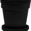 Mintra Home Garden Pots 4pk - Flowers, Herbs, Plants, Indoor, Outdoor, Colorful, Wholesale, Bulk (Black, 17cm Diameter (6.6in))