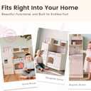 Tiny Land Play Kitchen for Kids, Upgraded Wooden Kitchen Toy with Complete Play Areas, Pretend Cooking Set with Sink, Stove, Microwave, Toy Coffee Station & Storage for Kids Ages 3+, 31.89" W x 11.42" D x 31.5" H