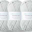 3PCS 3.5oz Chenille Yarn for Blankets Amigurumi: Soft Velvet Baby Yarn Blanket Knitting and Crocheting Bulky 5# Yarn 3 Skeins of 100g (Light Grey)