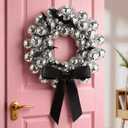 Giegxin 11.8 Inch Disco Ball Christmas Decoration Silver Mirror Disco Balls Wreath Garland Christmas Shatterproof Glitter Hanging Wreath Ornament for Xmas Bachelorette 70s Music Festivals Party