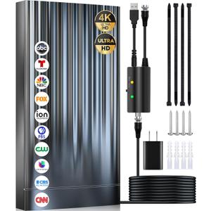 7500+ Miles Tv Antenna Indoor, 2026 Digital Antenna for Smart Tv Outdoor, Strongest HDTV for Local Channels with Amplifier, Signal Booster &