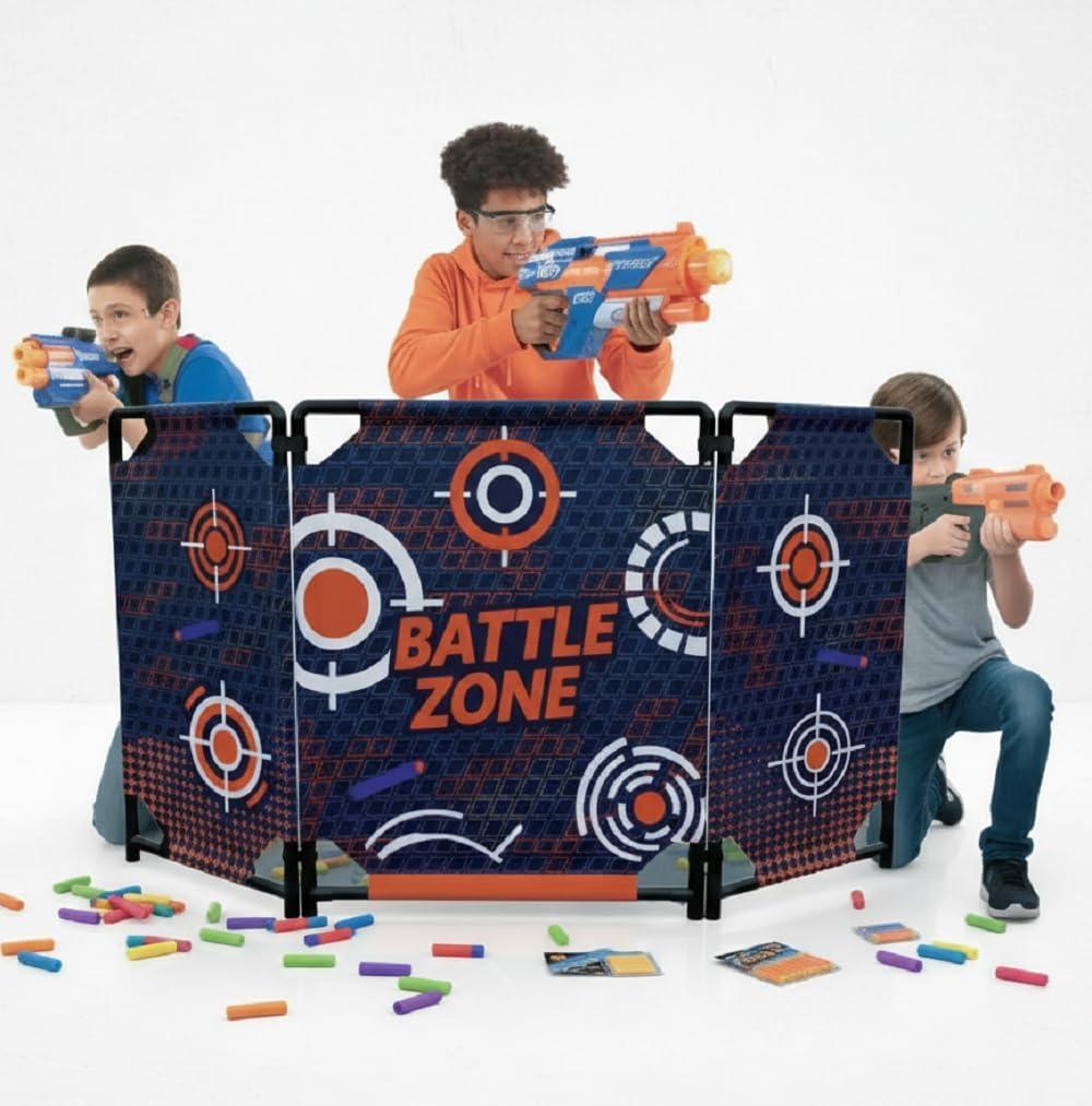 Portable Tactical Barrier & Foldable Battlefield Obstacles 59x34 Combat Battle Zone Fort Bunker, Compatible with Laser Tag, Foam Blaster, Birthday Activities, Party Supplies