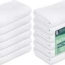 12 Pack White 100% Cotton Bath Towels, 20x40 Inches, Lightweight, Quick Drying, Commercial Grade, Gym, Salon, Spa & Hair