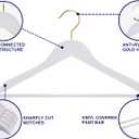 Amber Home 20 Pack White Wooden Coat Hangers with Gold Hook, White Wood Suit Hangers with Non-Slip Pant Bar, Clothes Hangers for Closet Organization, Shirts, Jackets, Dresses and Pants (White+Gold,20)