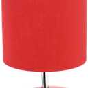 Simple Designs LT1153-RED Petite Circle Stone Table Lamp for Bedroom, Kids Room, Office, Living Room, Nursery, Reading Nook, Red