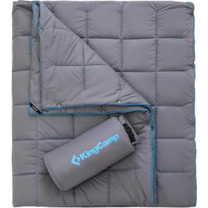 KingCamp Ultralight Camping Blanket, Packable Down Alternative Puffy Wearable Blankets Weatherproof Warm Package Quilt with Snap Buttons for Outdoor Hiking Travel Picnic Stadium (69" x 53", Charcoal) (Puretrail-grey)