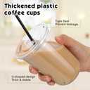 Ziliny 50 Set Clear Plastic Cups with Lids and Straws, Disposable Iced Coffee PET Cups for Drinking Cold Beverage Juice Parfait Smoothie Milkshake Coffee Shops Party Supplies (16 oz)