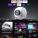 [ Ultra Short Throw & Built-in Apps ] Android 14 Smart Projector with WiFi and Bluetooth, 1080P FHD HDR10, Auto Focus/Keystone, Mini Portable Projector Support Power Bank for Bedroom/Outdoor, White