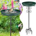 Metal Bird Bath for Outside,Bird Baths Feeder Bowl with 5 Prongs Base Stake,Freestanding BirdBaths for Outdoors Garden Patio Yard Lawn Decor (Vintage Green)